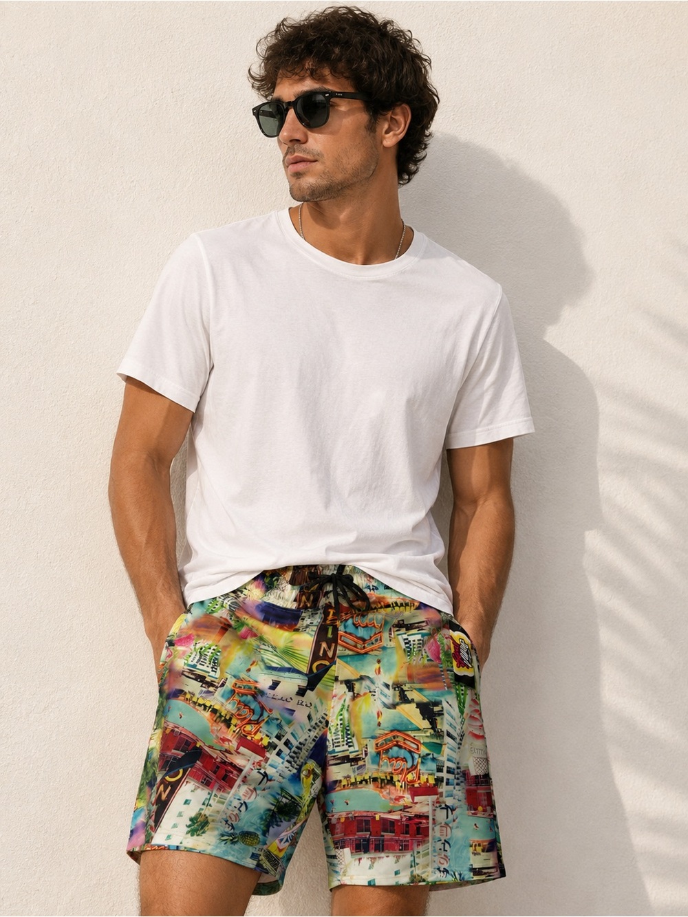 Men's Tropical Graphic  Shorts - Multicolor